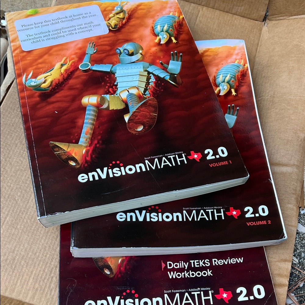enVisionMATH 2.0 Volumes 1 & 2 w Daily TEKS Review Workbook Set/3 Curriculum NEW